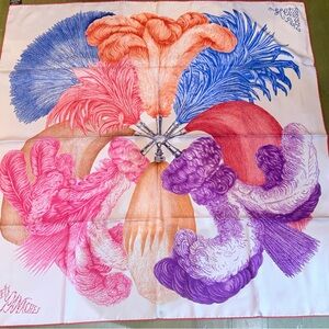 Hermes Plumets et Panaches Feather Motif Silk Scarf